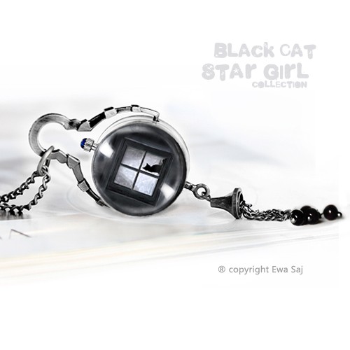 Black Cat (Star Girl)  - sferyczny zegarek. Ewa Saj Fotografie