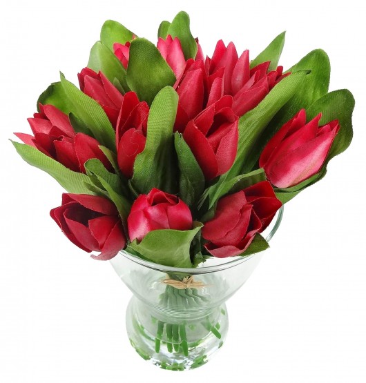 Tulipanki w szklanym wazonie - sztuczna woda Decorativa