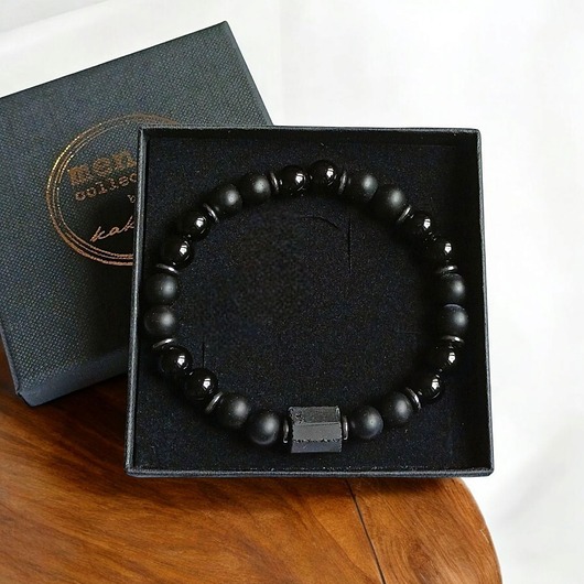 biżuteria męska OCHRONA, SPOKÓJ - turmalin, onyks mat/błysk