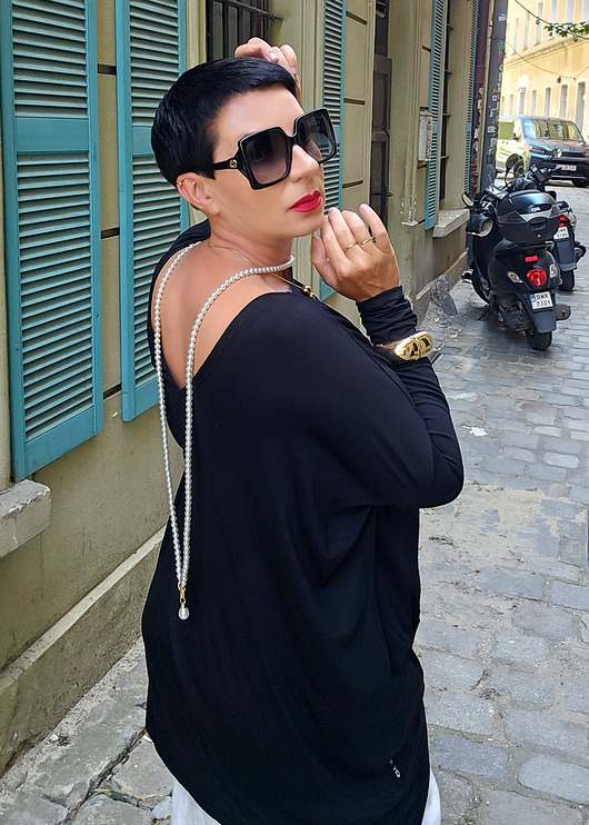 tuniki damskie Tunika oversize V czarna
