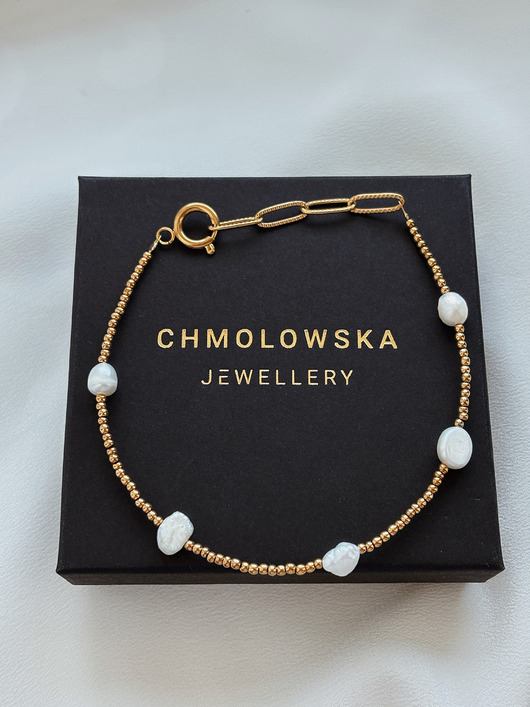 bransoletki z kamieni naturalnych Bransoletka na nogę Hematyt i Perły