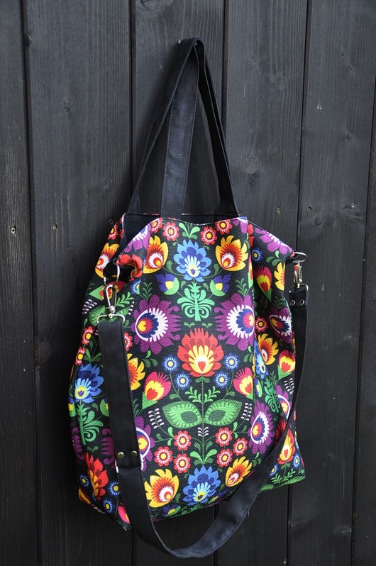 TORBA HOBO XXL - print łowicki PRACOWNIA 166