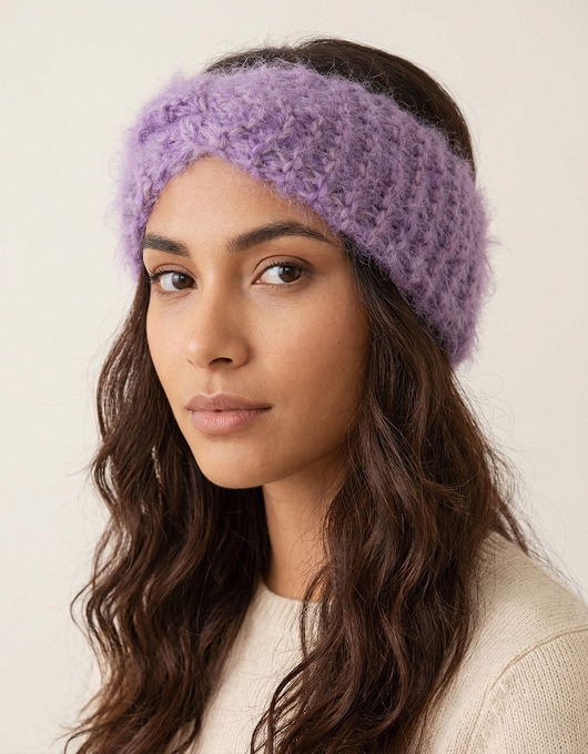 opaski do włosów Opaska moherowa - liliowy puch