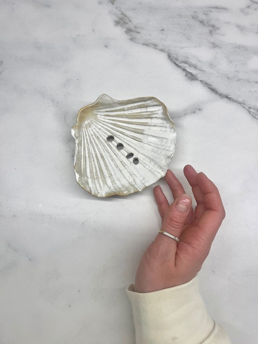 mydelniczki Ceramiczna Mydelniczka Handmade Muszelka Muszla Biała Matowa