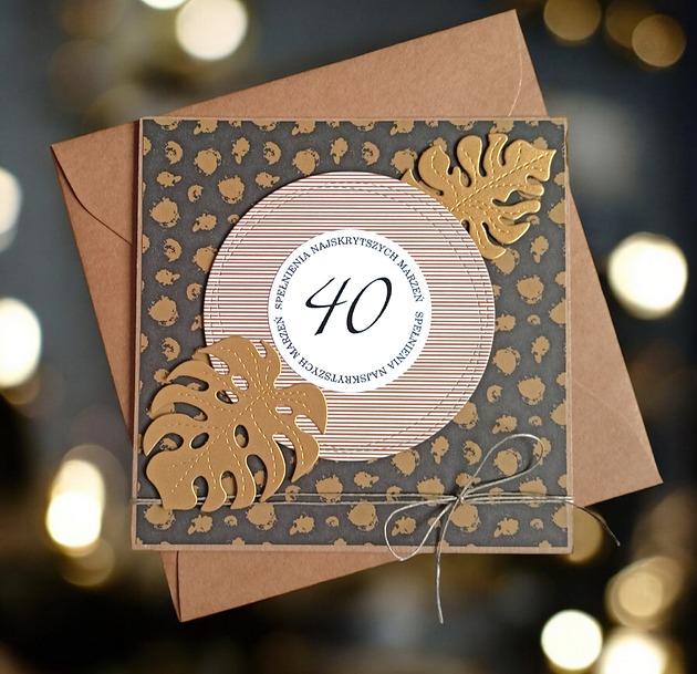 kartki scrapbooking 40-te urodziny : KARTKA URODZINOWA : monstera