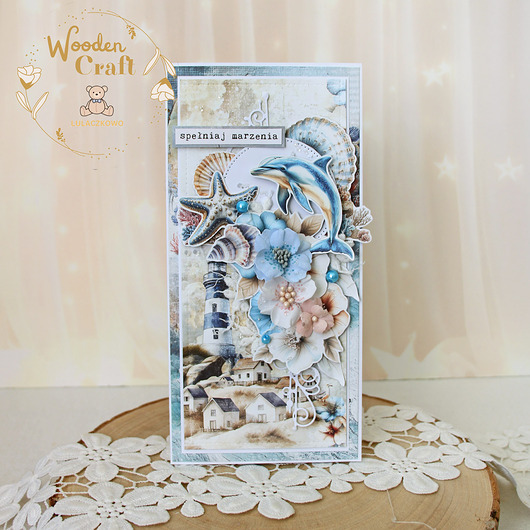 kartki scrapbooking Uniwersalna kartka urodzinowa w morskim klimacie, prezent na urodziny