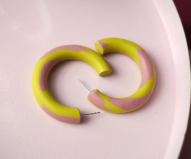 kolczyki z masy plastycznej Lekkie kolczyki z glinek polimerowych- koła
