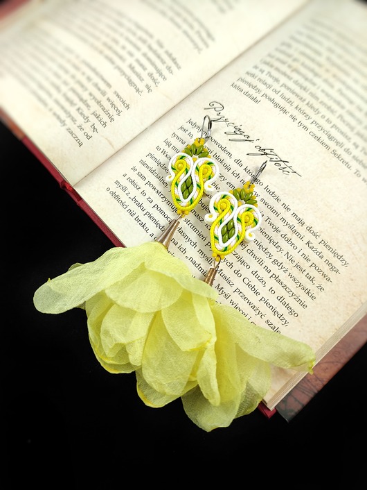 kolczyki soutache Kolczyki sutasz Little One Kwiaty Daisy soutache