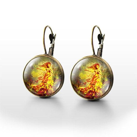 kolczyki szklane Kolczyki - Jesień - brąz