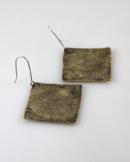 kolczyki wire wrapping Kamień - duże mosiężne kolczyki lub klipsy