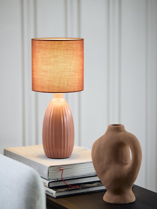 lampy stołowe Ceramiczna lampa stołowa Uno w koralowym odcieniu
