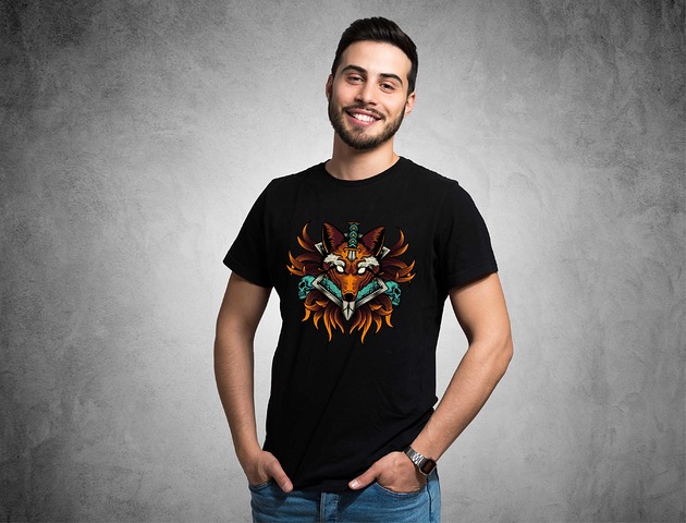 Koszulka organiczna z nadrukiem Golden fox ART ORGANIC