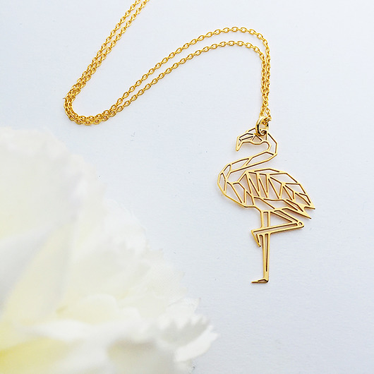 Naszyjnik flaming, origami flamingo necklace Anemon Atelier