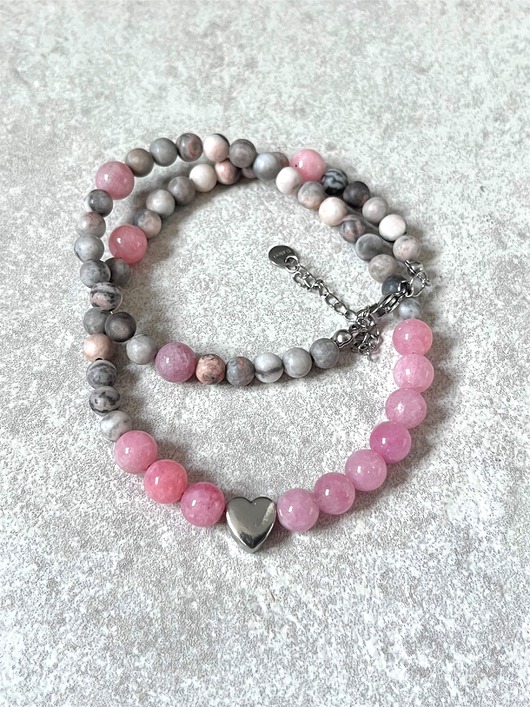 chokery Choker z jaspisu i różowego jadeitu