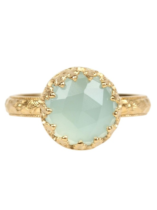 pierścionki złote Złoty pierścionek Princess z agatem aqua w stylu Vintage