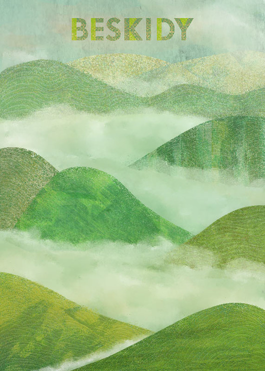 Beskidy - plakat 50x70 cm fine art, giclee minimalmill
