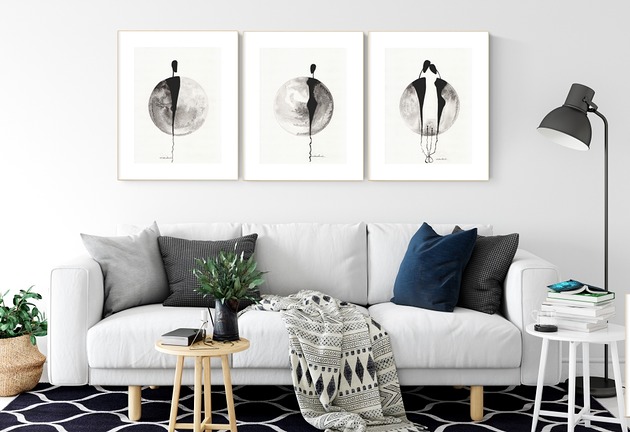 Plakat Zestaw 3 grafik  malowanych ręcznie 30 x 40 cm MiniMalArt