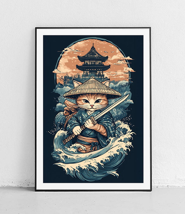 plakaty Plakat Samurajskie serce kociego wojownika