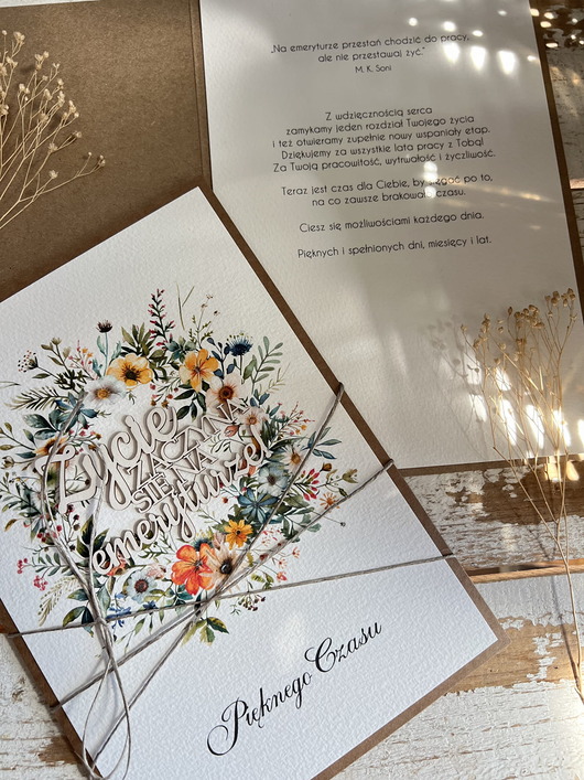 kartki scrapbooking Podziękowanie za współpracę - Kartka ręcznie robiona na emeryturę