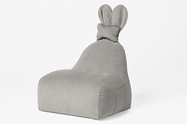 pufa dla dziecka Uszata pufa siedzisko z oparciem Funny Bunny Sztruksowa - Szary