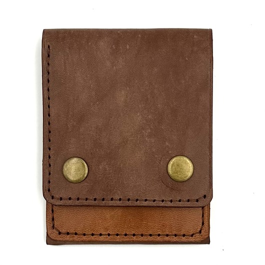 portfele damskie Portfel w odcieniach brązu skórzany ręcznie uszyty na karty.