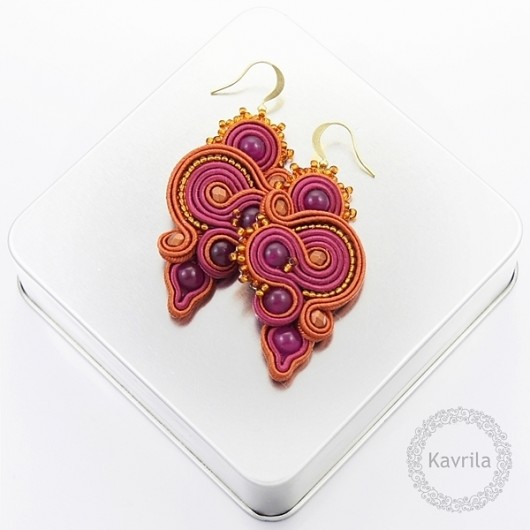 kolczyki sutasz - edire orange soutache kavrila
