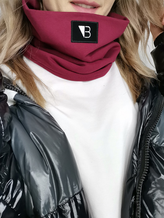 Bordowy bawełniany komin z logo/unisex Lucas Brondel