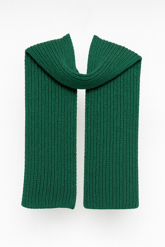 szale damskie PUCHACZ - szalik wełna merino, bawełna czesana zielony butelkowy