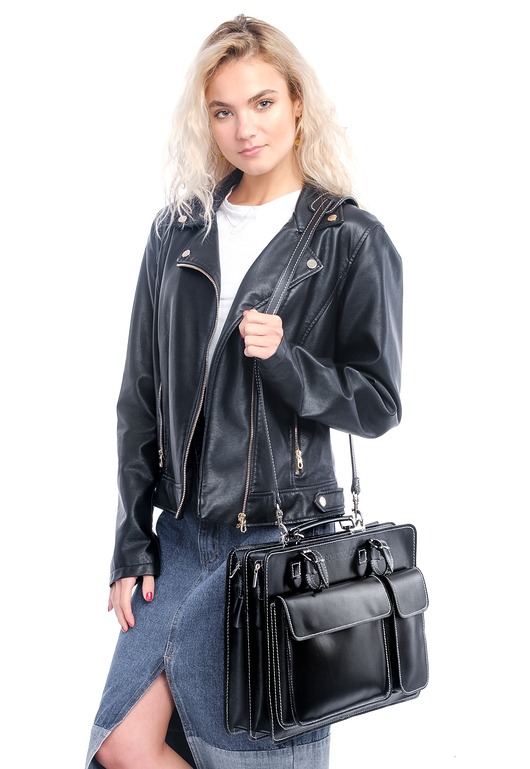 torby na ramię Skórzana Teczka - Aktówka - paski do przypięcia parasola  (7090)