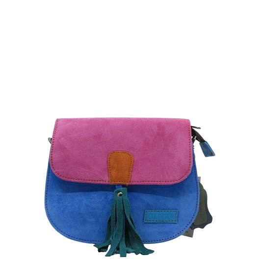 torby na ramię Torebka listonoszka zamszowa damska regulowany pasek kolorowa OLIVKA