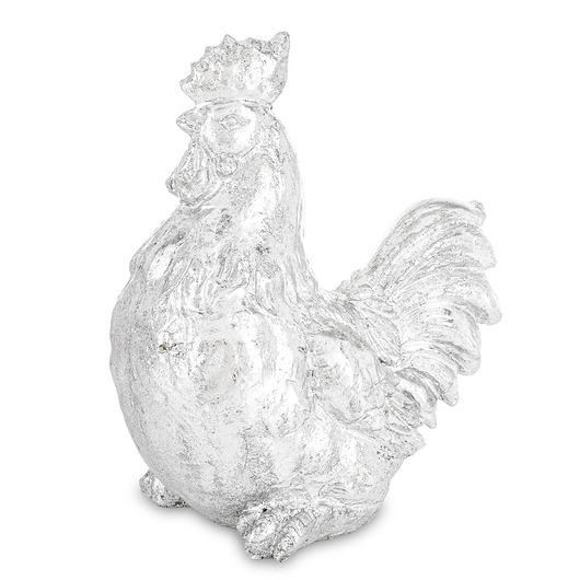 ozdoby wielkanocne Dekoracja - kogut 19x10x16 cm  srebrny POLLAME-2