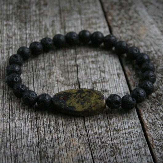 męska bransoletka :: dragon's blood & black lava kaktusia