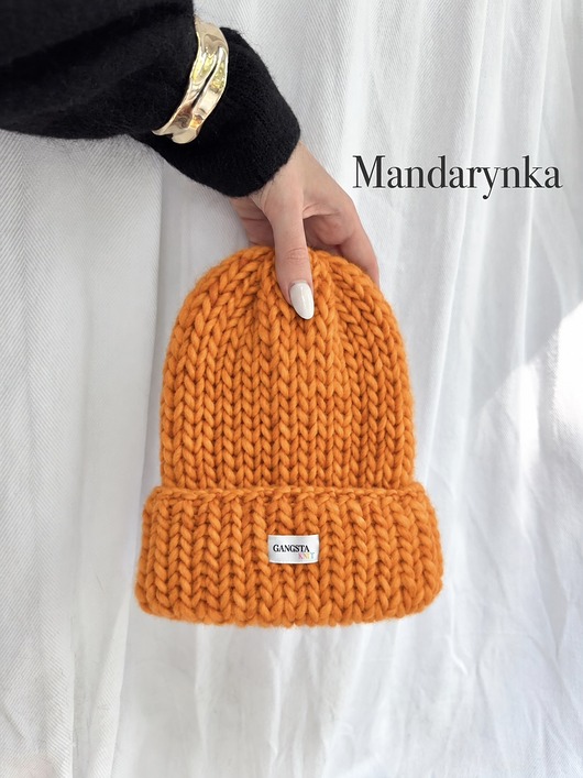 czapki damskie Czapka Lily 100% wełna *mandarynka*