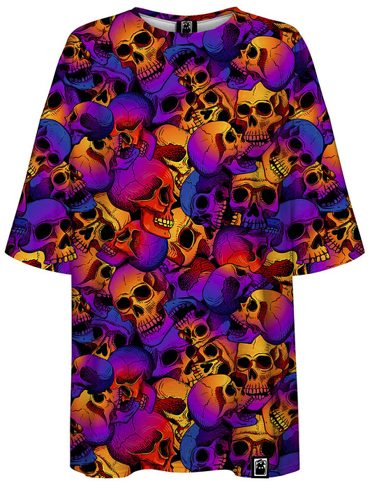 t-shirt damskie DR.CROW T-shirt Damski Oversize Skulls Ombre