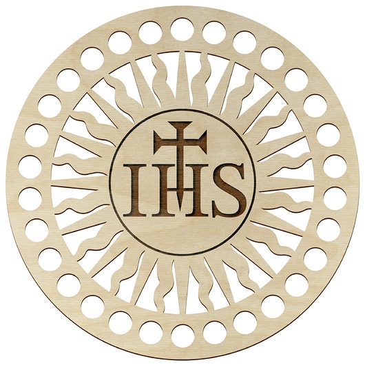 komunia - pozostałe Drewniana Baza 15cm na Komunię do Szydełkowania Koszyka Hostia IHS Prezent