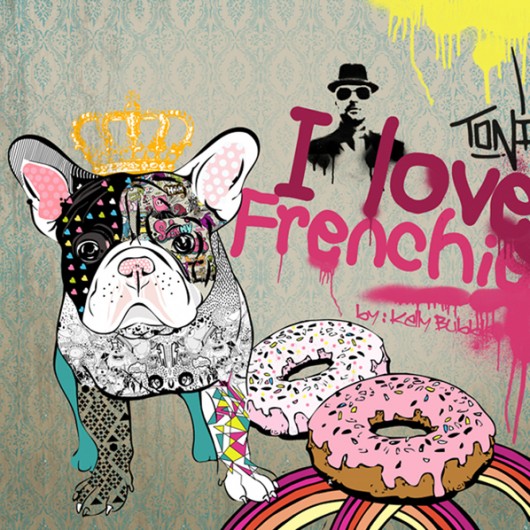 I Love Frenchie - wydruk na płótnie zamowienie kellybubble
