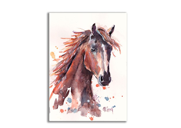 grafiki i ilustracje Obraz ręcznie malowany "Koń"