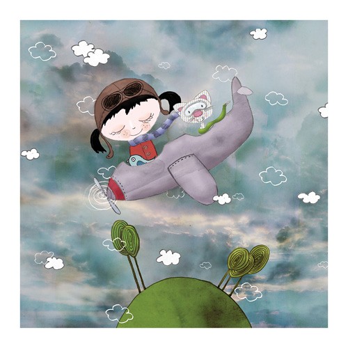 Aeroplan niebieski - ilustracja miamilu