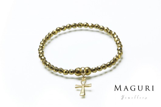 Maguri Hematyt złoty fasetowany z krzyżykiem Maguri Jewellery