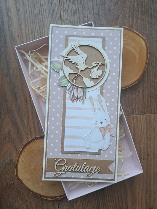 kartki scrapbooking Kartka z okazji narodzin córeczki (w pudełku)