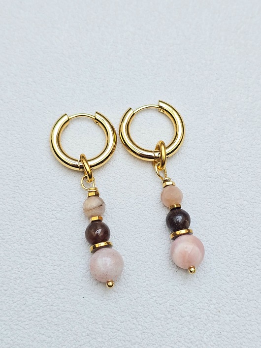 kolczyki z kamieniami Kolczyki Koła z Kamieniem Słonecznym i Bronzytem