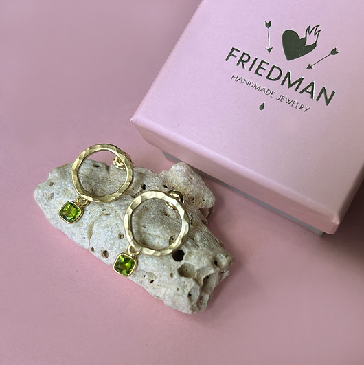 kolczyki pozłacane Kolczyki Plates Green - srebro 925 pokryte 24k złotem