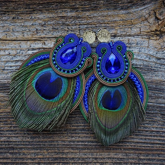 kolczyki soutache Peacock Eye-kolczyki soutache