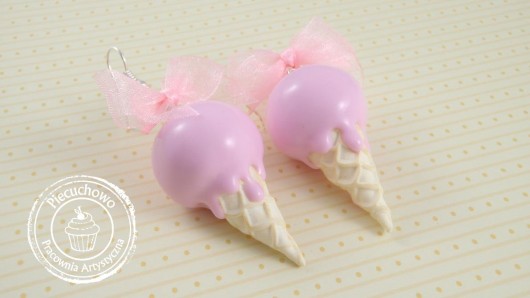 kolczyki lody truskawkowe kawaii Piecuchowo