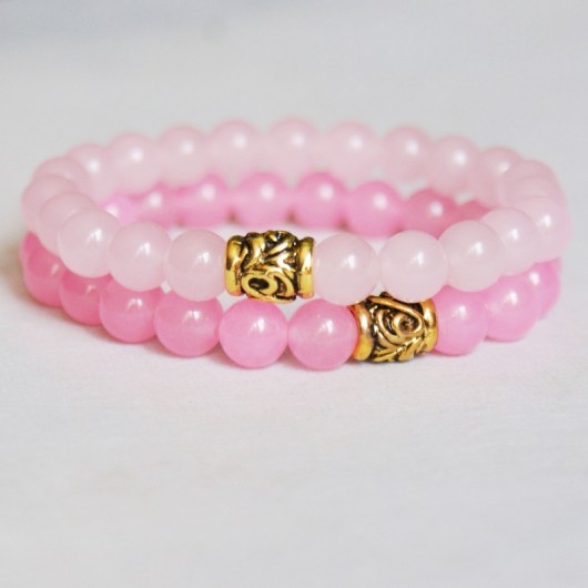 KOMPLET jadeit różowy PASTEL PINK kaktusia