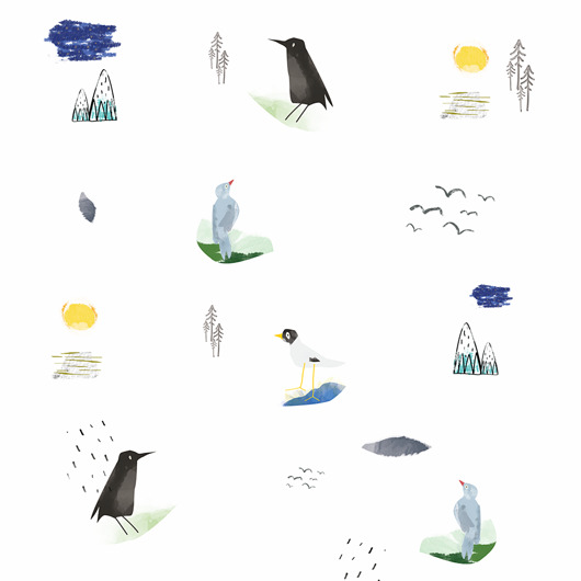 naklejki ścienne do pokoju dziecka Tapeta dla dzieci Ptaki ( Birds )