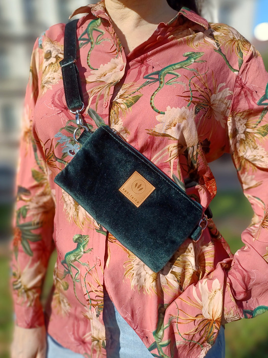 saszetka nerka Mini nerka saszetka na telefon Butelkowa Zieleń