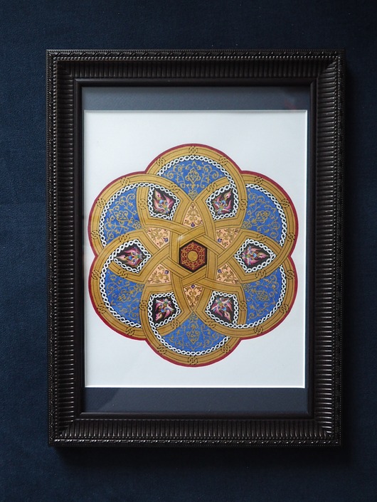 obrazy Elegancki obraz ręcznie malowana MANDALA bordo