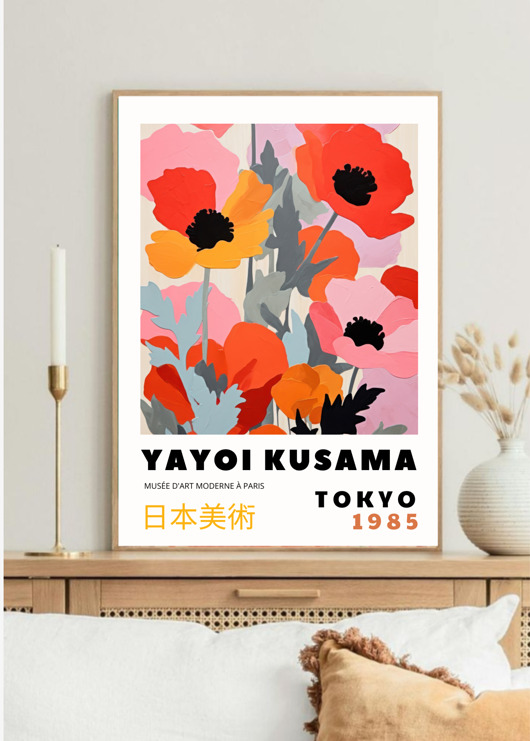 plakaty PLAKAT dekoracyjny , Yayoi Kusama, wystawowy, kwiaty