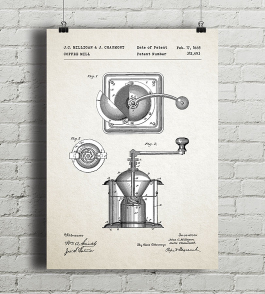 plakaty Plakat Młynek do kawy - patent